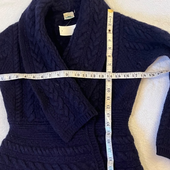 M  Irish Merino Wool Cable Knit Jacket  Navy Blue - Picture 11 of 11